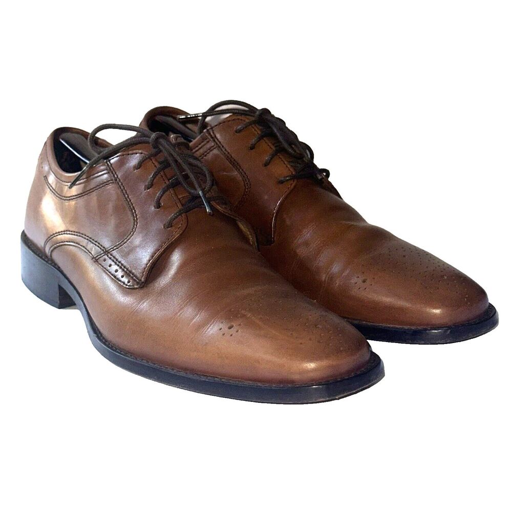 J. Murphy By Johnston & Murphy Dress Shoes Mens Size 10.5 Brown Cap Toe Lace Up